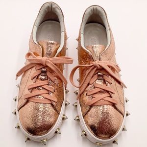 {Schutz} Metallic Leather Embellished Sneaker